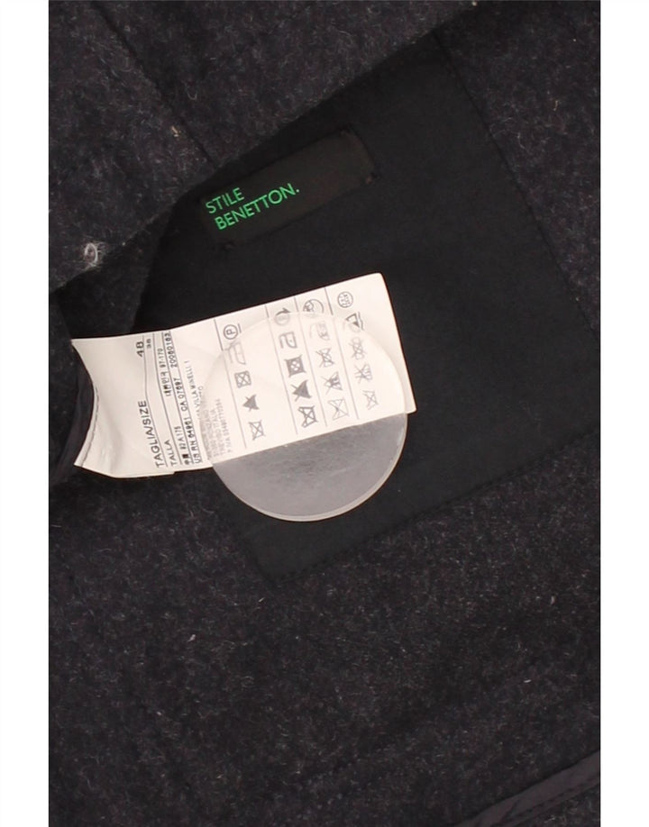BENETTON Womens Hooded Duffle Coat IT 48 XL Navy Blue Wool Vintage Benetton and Second-Hand Benetton from Messina Hembry 