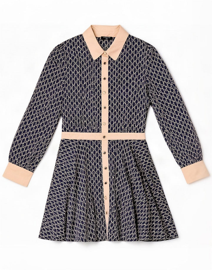Guess By Marciano Damska sukienka o linii A z abstrakcyjnym wzorem US 6 Średni granatowy