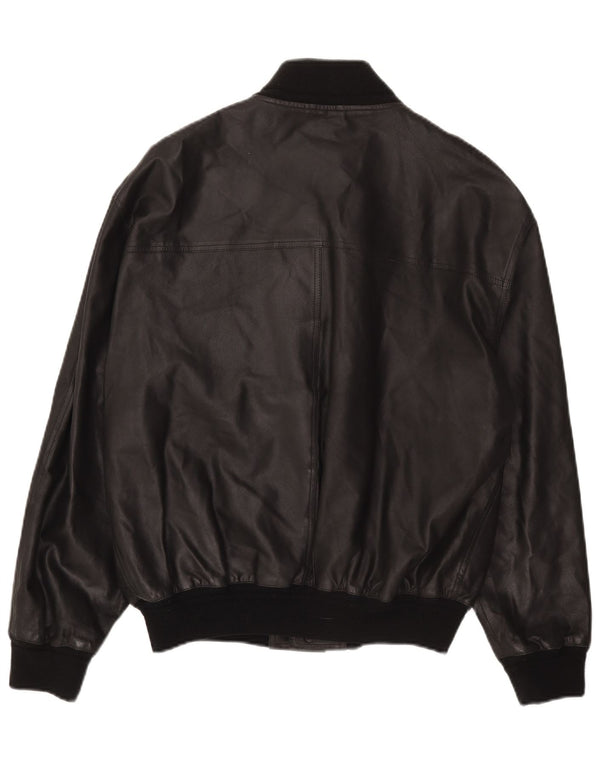 Vintage Mens Leather Jacket IT 48 Medium Black