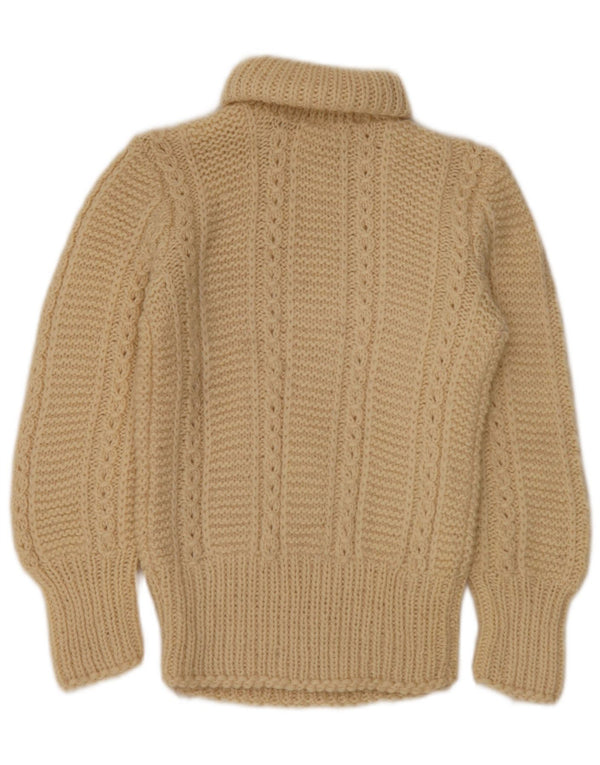 Vintage damski sweter z golfem UK 2 2XS beżowy