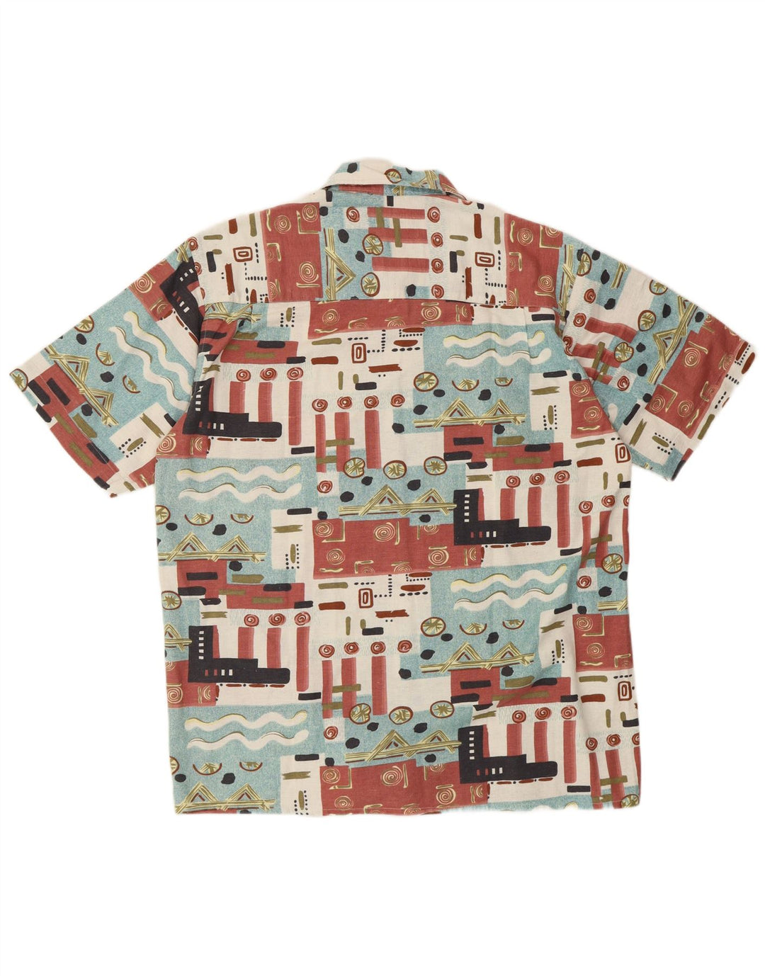 Koszula męska z krótkim rękawem BROADWAY, rozmiar 39/40, średnia, wielokolorowa, geometryczna