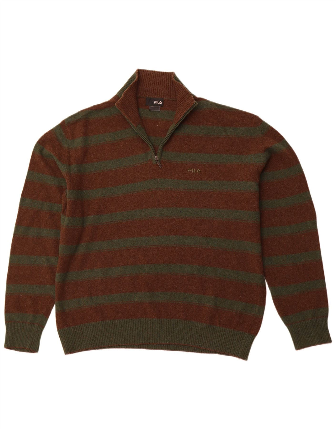 FILA Męski sweter z zamkiem błyskawicznym XL w brązowe paski