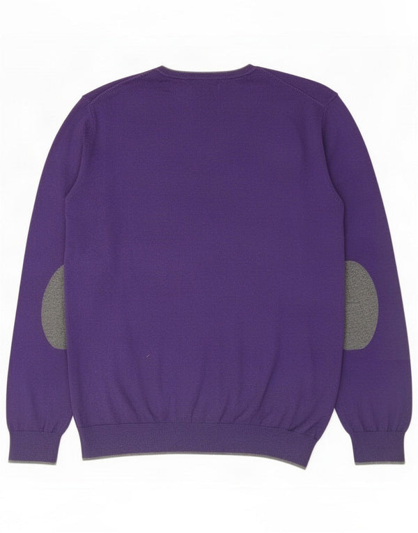 Massimo Dutti Mens Crew Neck Jumper Sweater XL Purple Cotton