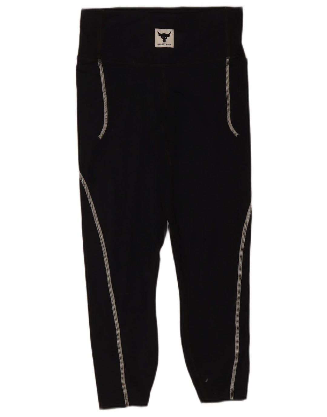 Damskie legginsy Under Armour Project Rock Capri UK 8, małe, czarne, nylonowe