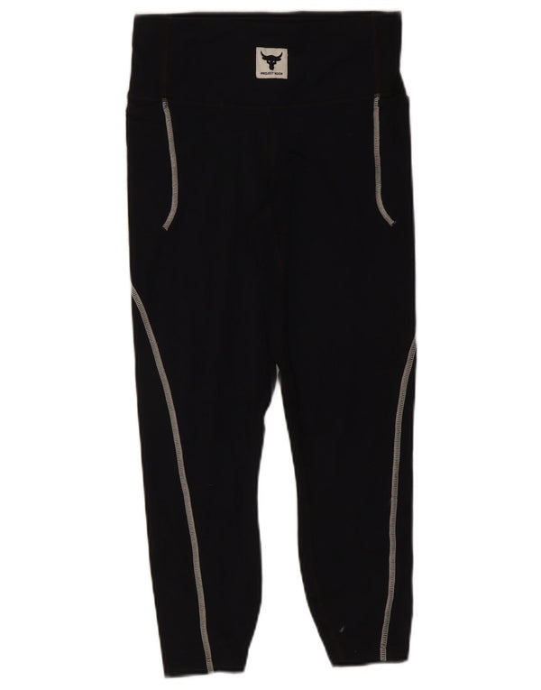 Damskie legginsy Under Armour Project Rock Capri UK 8, małe, czarne, nylonowe
