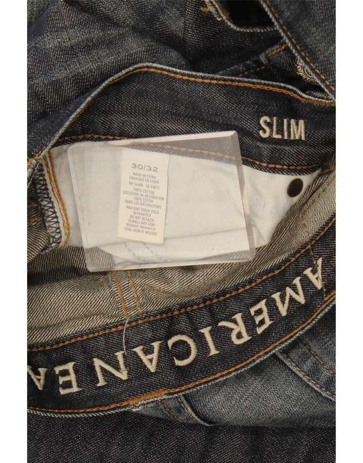 Męskie jeansy slim fit AMERICAN EAGLE W30 L32 Niebieskie bawełniane