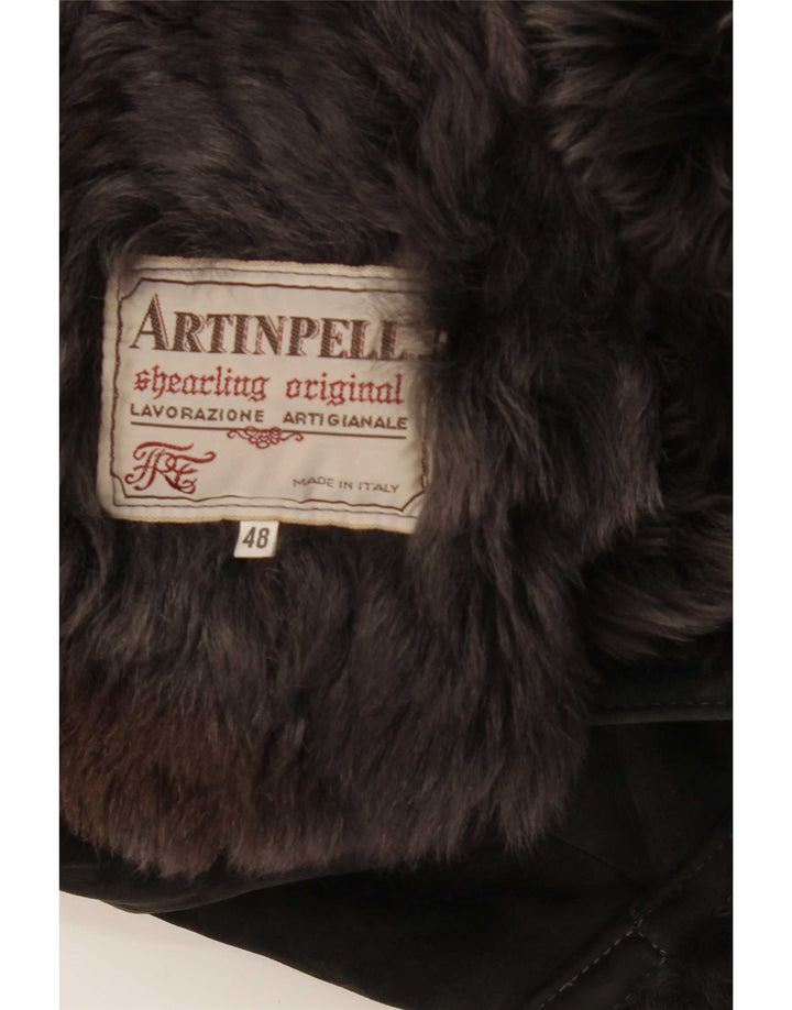 Vintage damska kurtka shearling IT 48 XL czarna