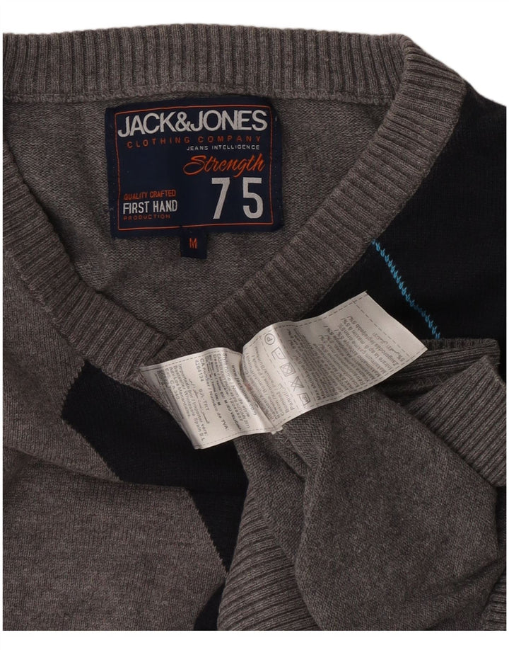 Męski sweter Jack & Jones z dekoltem w kształcie litery V, bawełniany w kolorze średniej szarości
