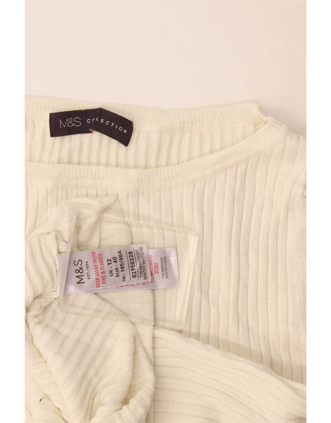 Marks & Spencer Damski top z rękawem 3/4, UK 12, średni złamanej bieli, wiskoza