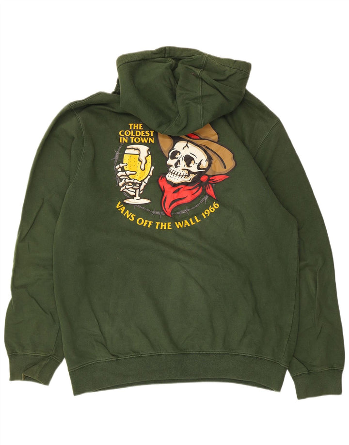 Męski sweter z kapturem Vans z grafiką, średniozielony, bawełniany