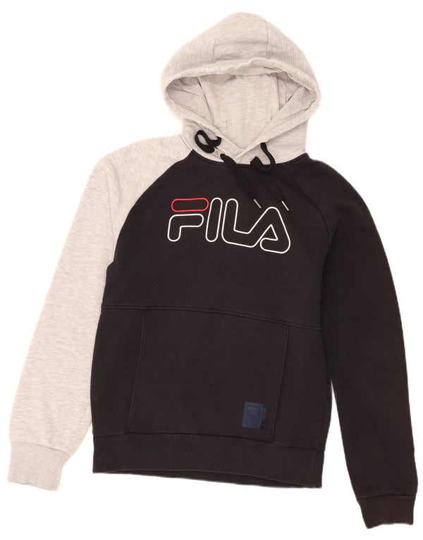 Męska bluza z kapturem Fila o regularnym kroju, z grafiką, XS, czarna, z blokami kolorów, bawełniana