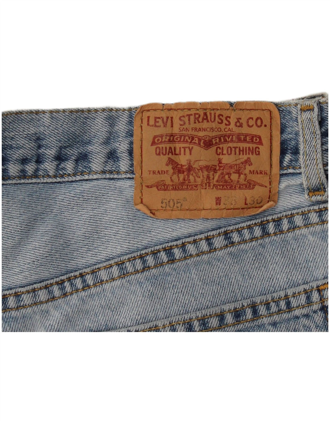 Damskie spodenki jeansowe Levi's 505 z wysokim stanem i regularnym krojem W33, średni niebieski