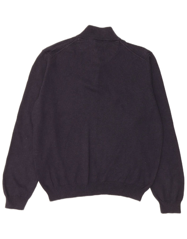 Męski sweter zapinany na zamek Massimo Dutti, średni granatowy, bawełniany