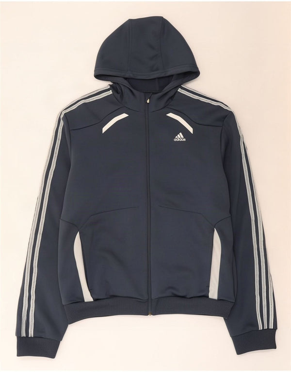 Adidas Męski sweter z kapturem Climalite Zip, duży, szary, kolorowy poliester