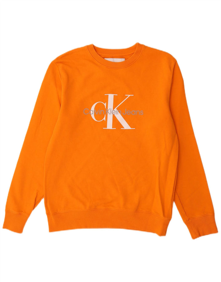 Męska bluza z grafiką Calvin Klein Jeans, średnia, pomarańczowa, bawełniana