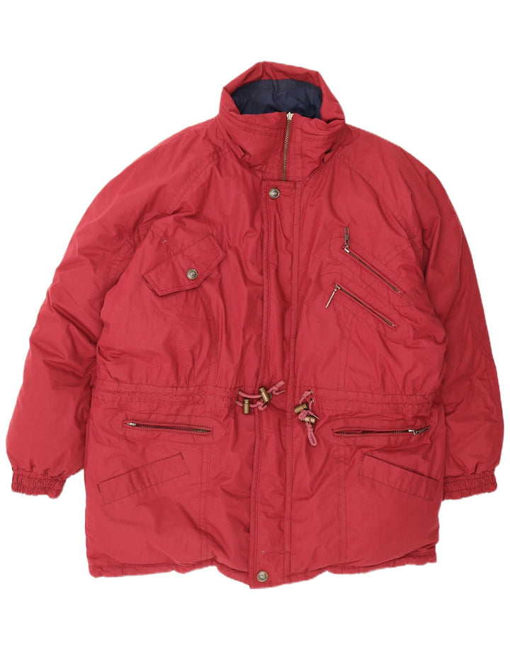 Vintage męska, dwustronna, wyściełana kurtka oversize UK 40, duża czerwona
