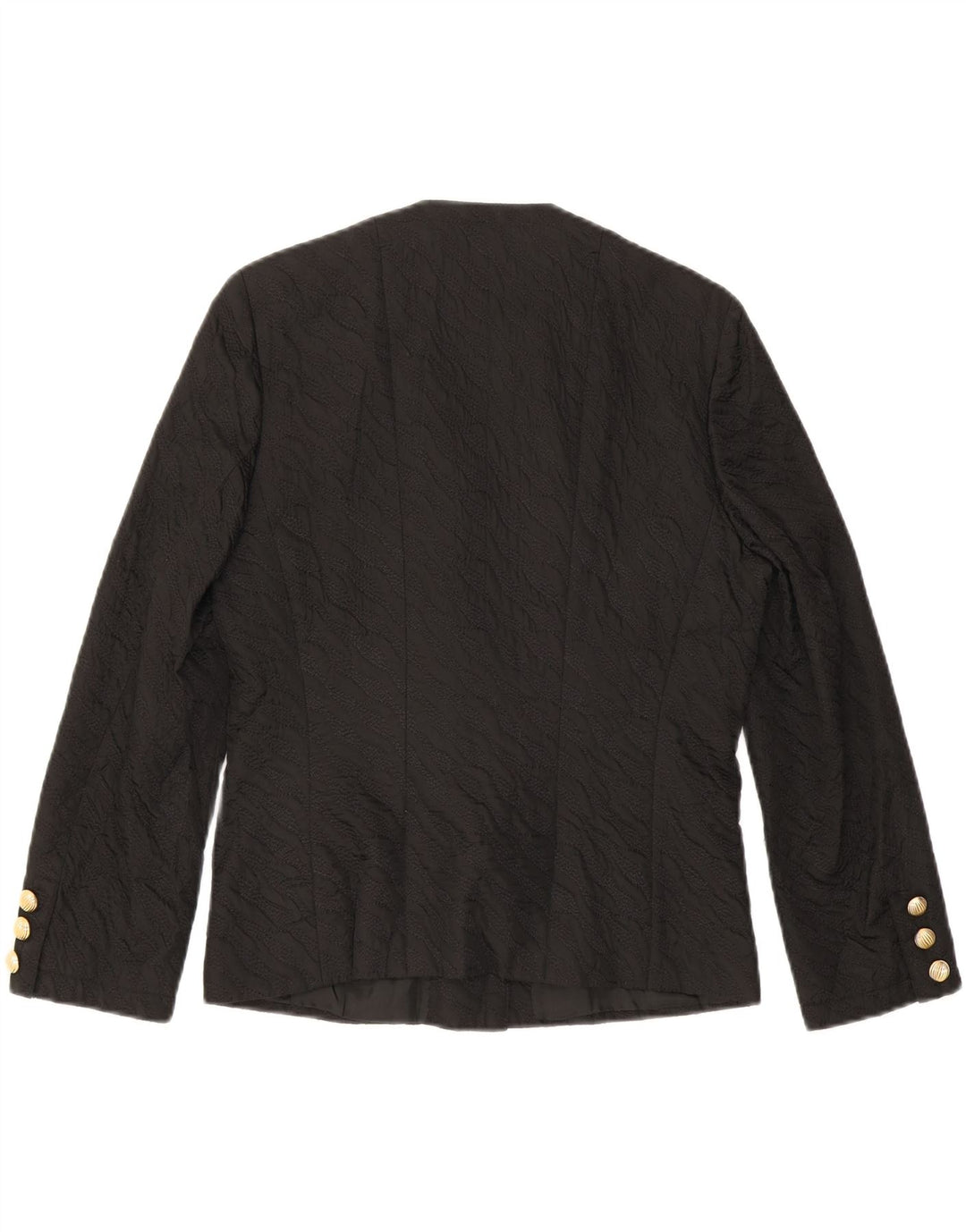 VINTAGE Womens 5 Button Blazer Jacket IT 44 Medium Black Striped Viscose Vintage Vintage and Second-Hand Vintage from Messina Hembry 