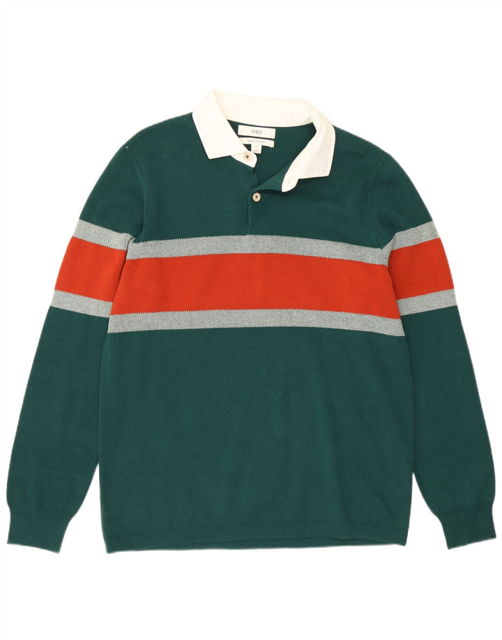 Męski sweter polo Marks & Spencer w kolorze średniozielonym