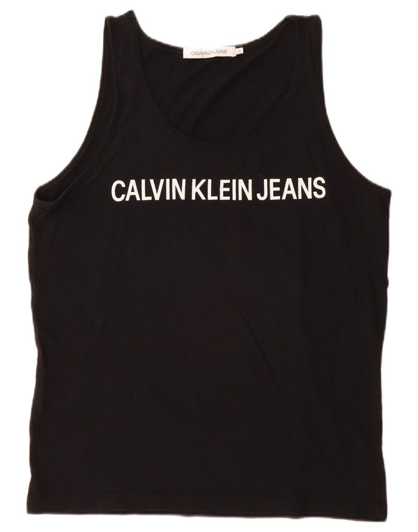 Damska kamizelka z grafiką Calvin Klein Jeans, UK 16, duża, czarna, bawełniana