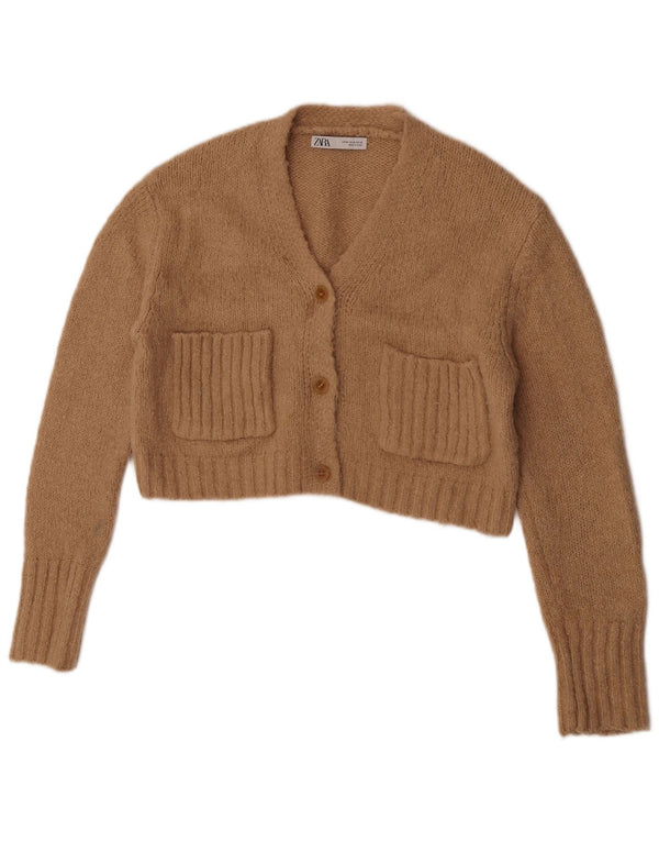 Sweter damski Zara Crop Cardigan UK 14 Średni beżowy wełna z alpaki