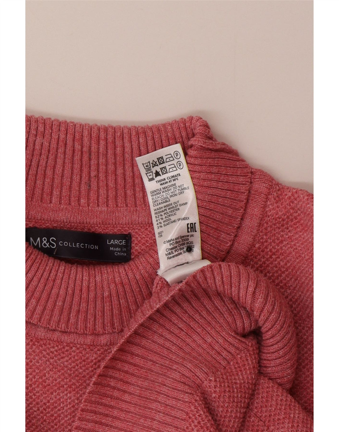 Marks & Spencer Damski sweter oversize z golfem, UK 16, duży, różowy