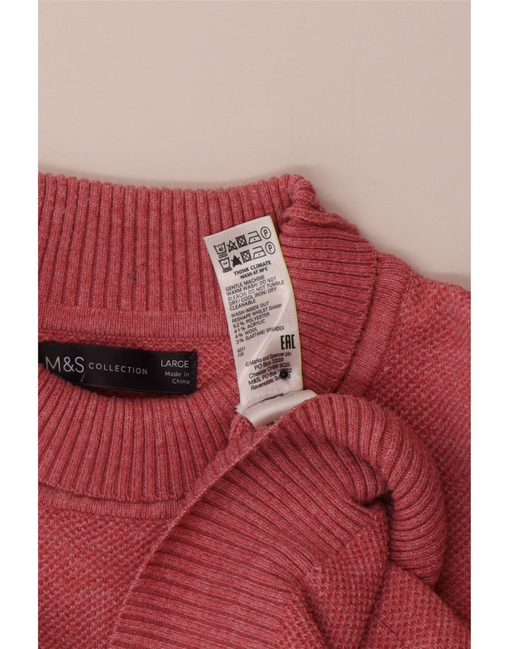 Marks & Spencer Damski sweter oversize z golfem, UK 16, duży, różowy