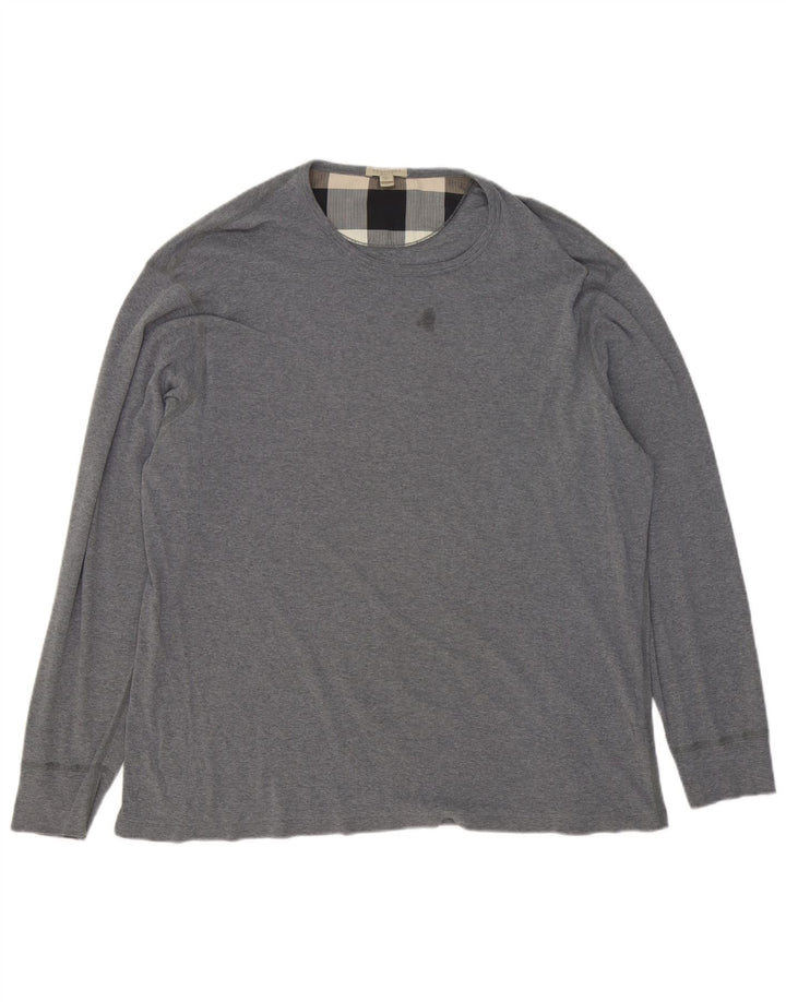 Męski top Burberry z długim rękawem 2XL, szary, bawełniany