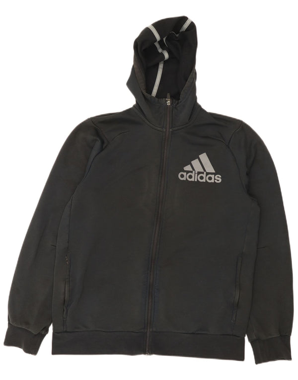 Adidas Męski sweter Climalite z grafiką i zamkiem błyskawicznym, duży, czarny poliester
