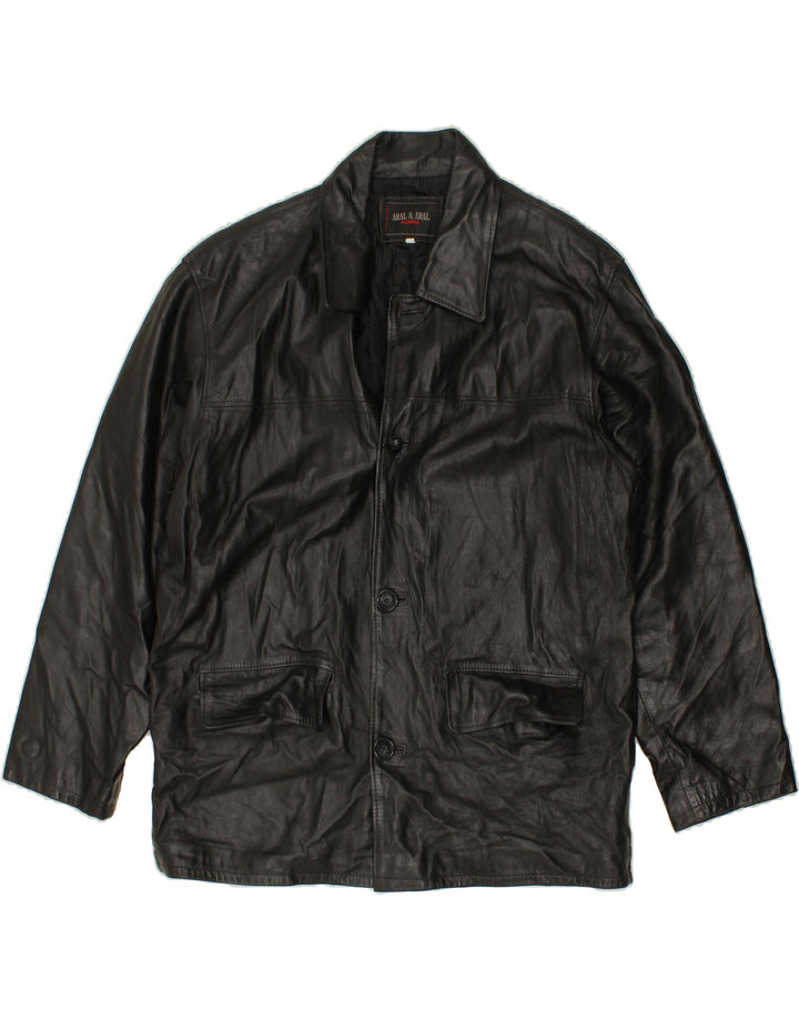 ARAL & ARAL Mens Leather Jacket UK 40 Large Black Leather Vintage Aral & Aral and Second-Hand Aral & Aral from Messina Hembry 