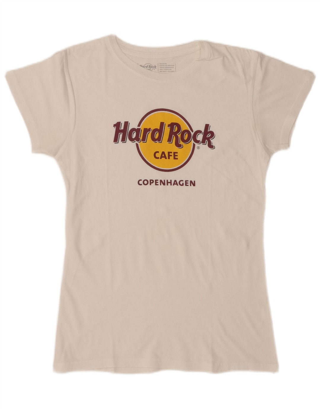 T-shirt damski HARD ROCK CAFE Copenhagen Graphic Top UK 12 Średni biały
