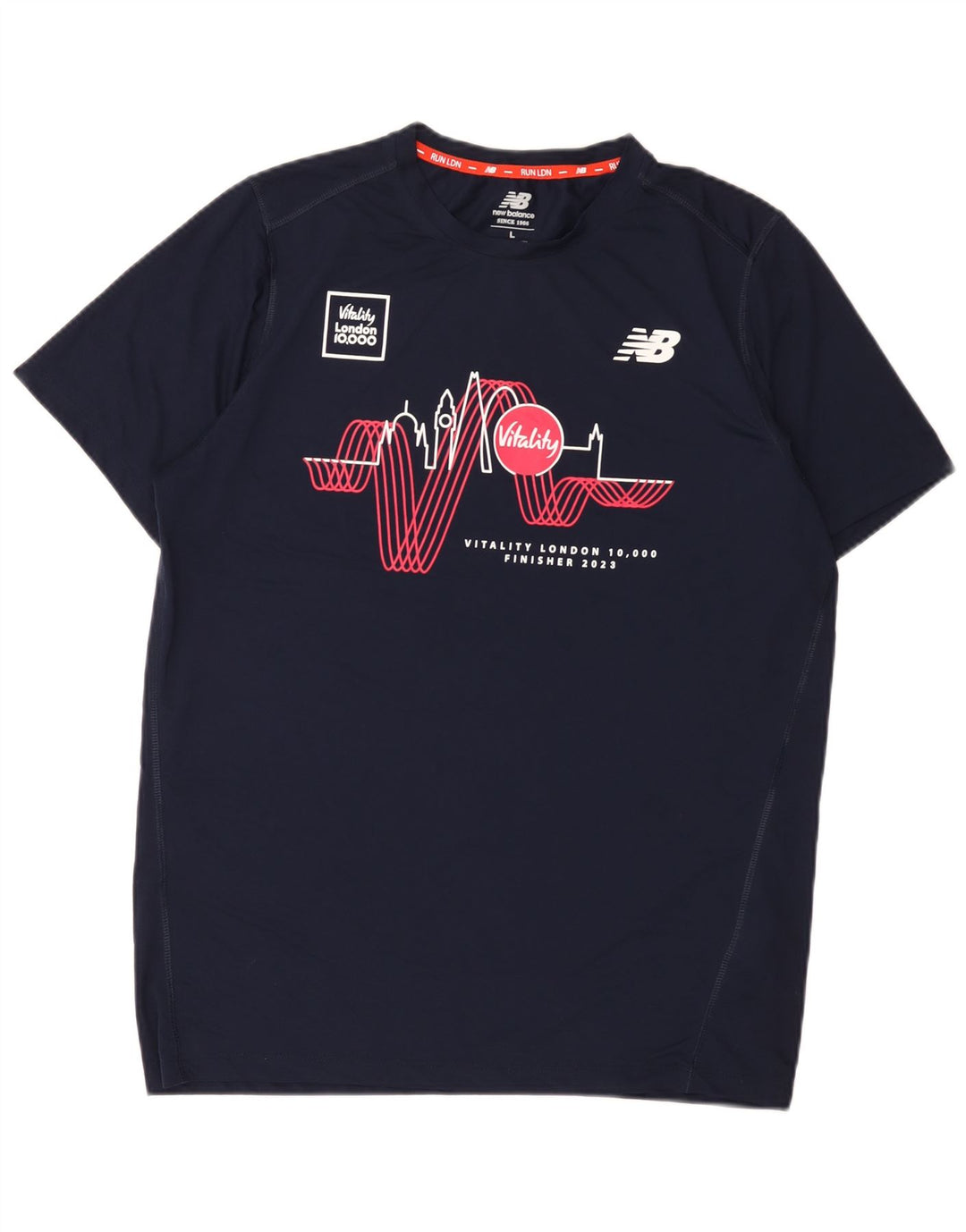 Męska koszulka z grafiką New Balance, duża, granatowa, poliestrowa