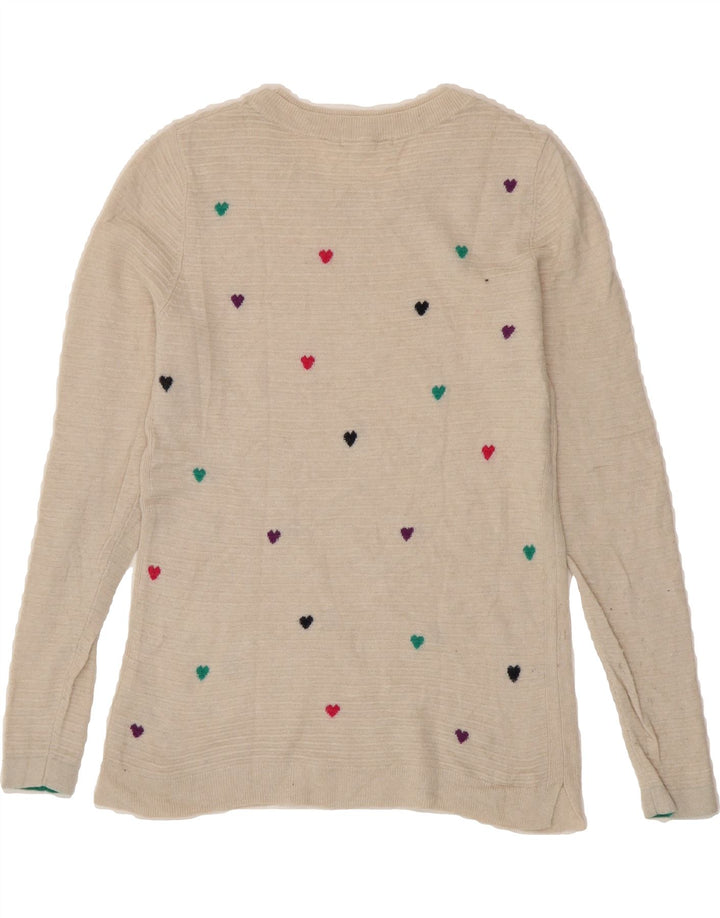 WHITE STUFF Womens Boat Neck Jumper Sweater UK 10 Small  Grey Heart Vintage White Stuff and Second-Hand White Stuff from Messina Hembry 