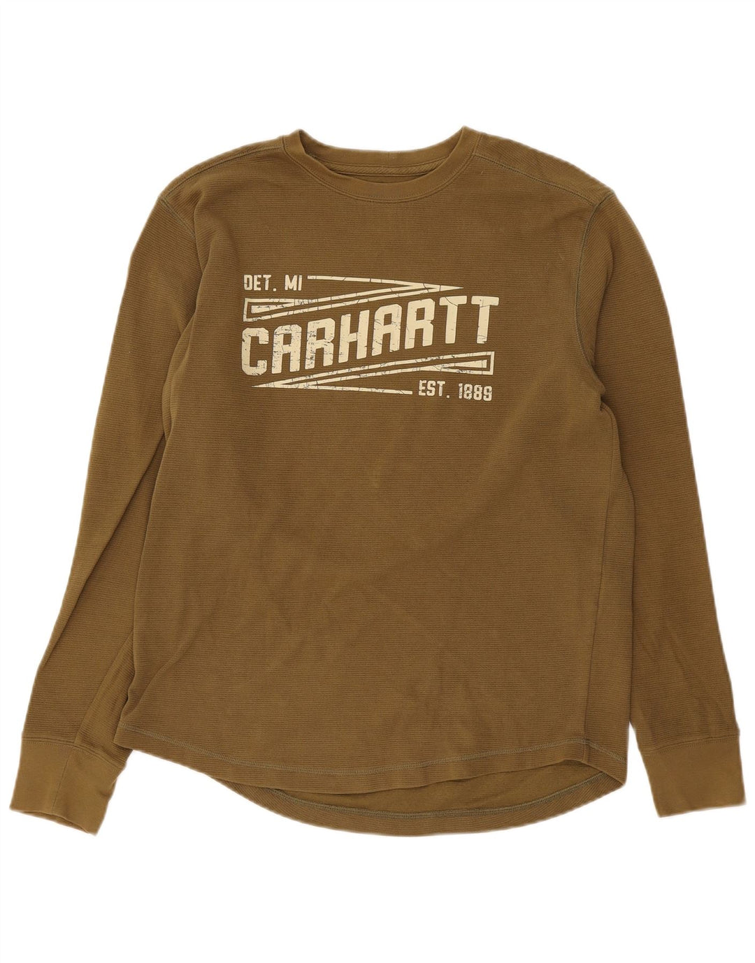 Męski top Carhartt o swobodnym kroju z grafiką, z długim rękawem, średnio zielony, bawełniany