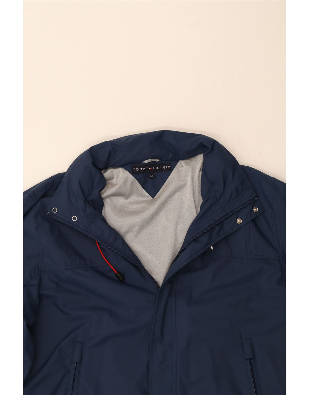 TOMMY HILFIGER Mens Overcoat UK 40 Large Navy Blue Polyester Vintage Tommy Hilfiger and Second-Hand Tommy Hilfiger from Messina Hembry 