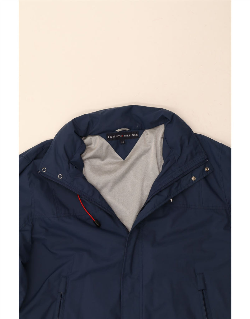 TOMMY HILFIGER Mens Overcoat UK 40 Large Navy Blue Polyester Vintage Tommy Hilfiger and Second-Hand Tommy Hilfiger from Messina Hembry 
