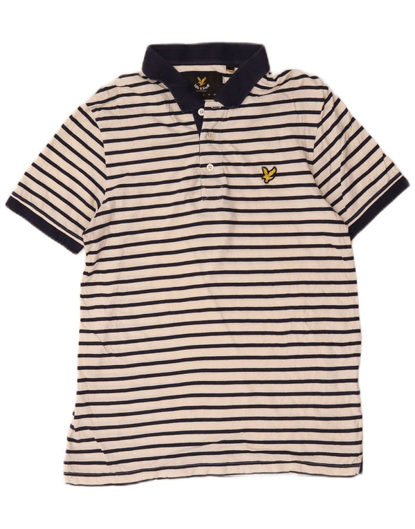 Męska koszulka polo do rugby Lyle & Scott, bawełniana w średnie białe paski