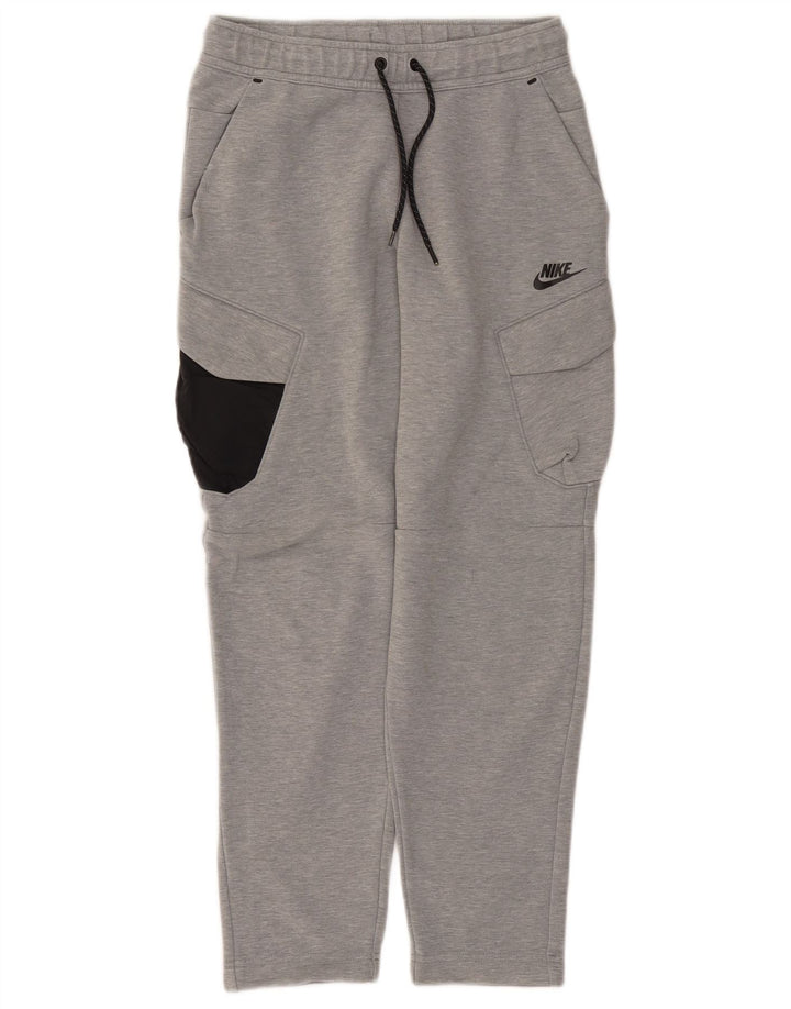 Męskie spodnie dresowe Nike Cargo, małe, szare, bawełniane z blokami kolorów