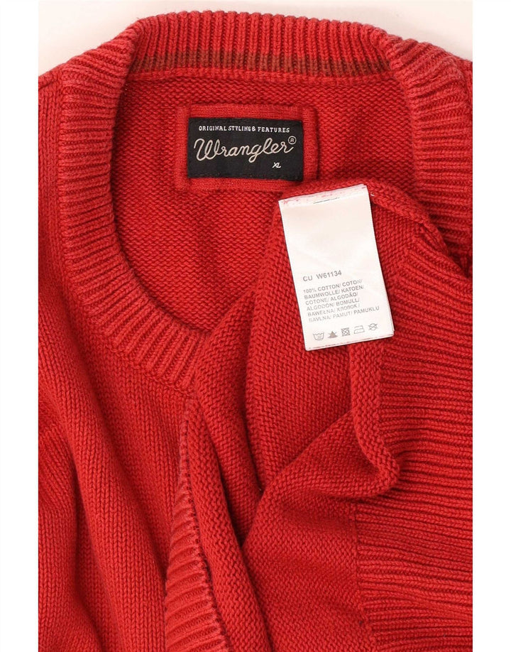 Wrangler Męski sweter z okrągłym dekoltem XL, czerwony, bawełniany