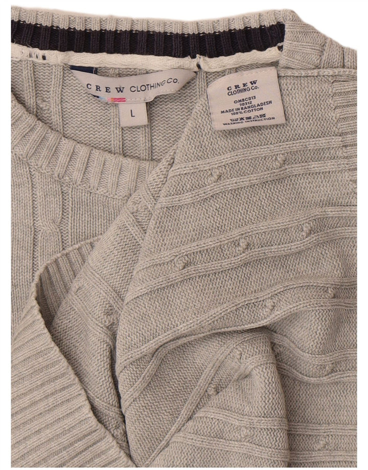 Crew Clothing Męski sweter z okrągłym dekoltem, duży, szary, bawełniany