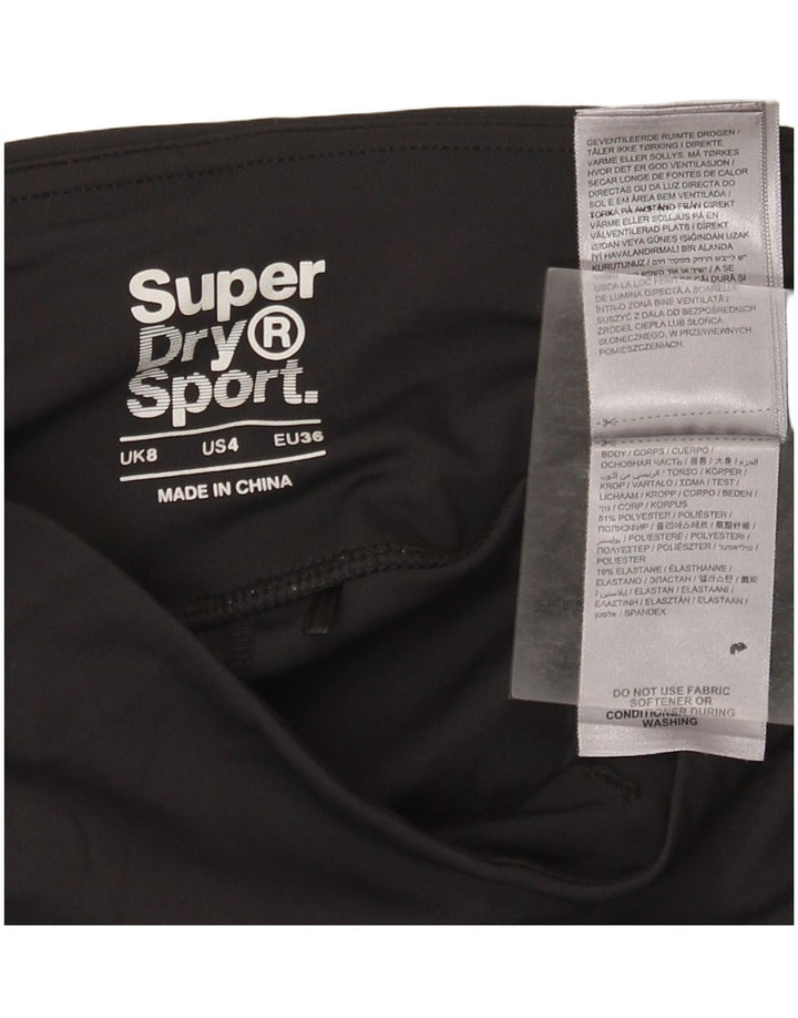 Damskie legginsy Superdry Graphic UK 8, małe, czarne, poliestrowe