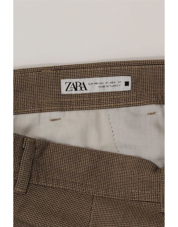 Męskie krótkie spodnie chino Zara, średnie W31 L24, brązowa pepitka