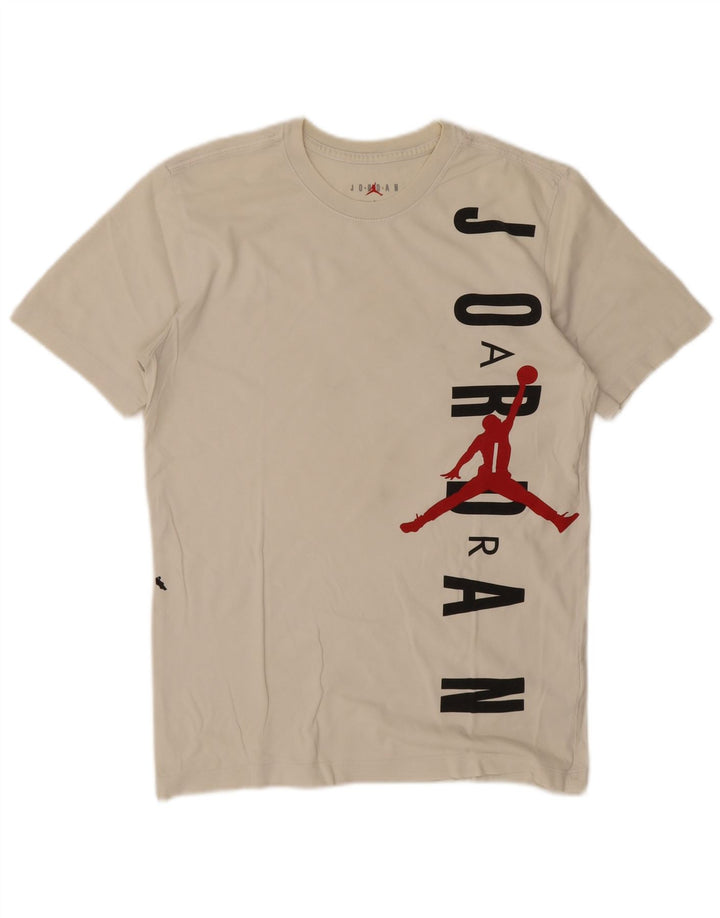 Męski T-shirt z grafiką Jordan, mały, bawełniany w kolorze złamanej bieli