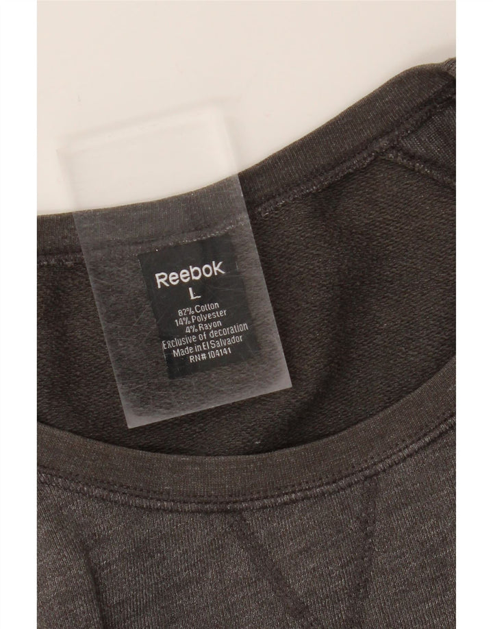 REEBOK Womens Sweatshirt Jumper UK 16 Large Grey Colourblock Cotton Vintage Reebok and Second-Hand Reebok from Messina Hembry 