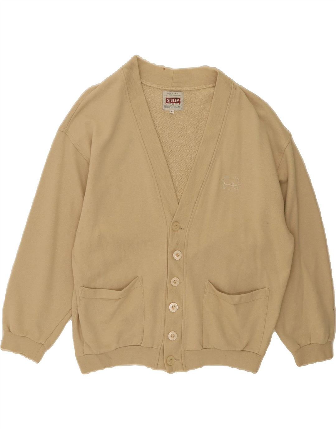 SISLEY Womens Relaxed Cardigan Sweater UK 10 Small Beige Vintage Sisley and Second-Hand Sisley from Messina Hembry 