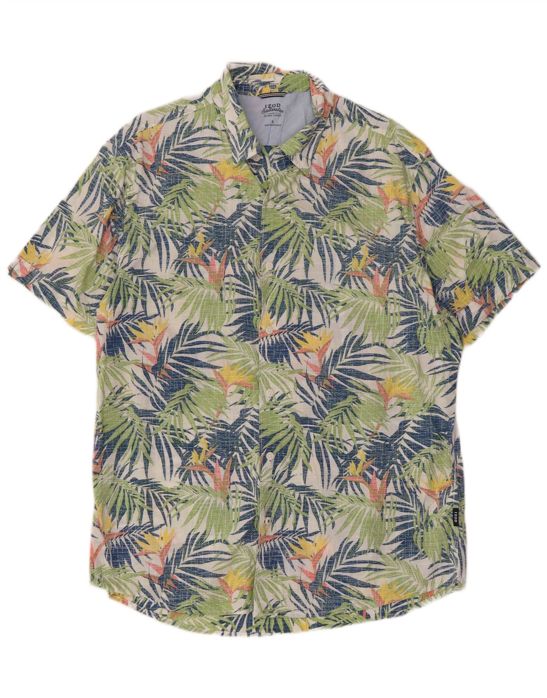 Izod Męska koszula z krótkim rękawem Salt Water, duża, wielobarwna, bawełniana w kwiaty