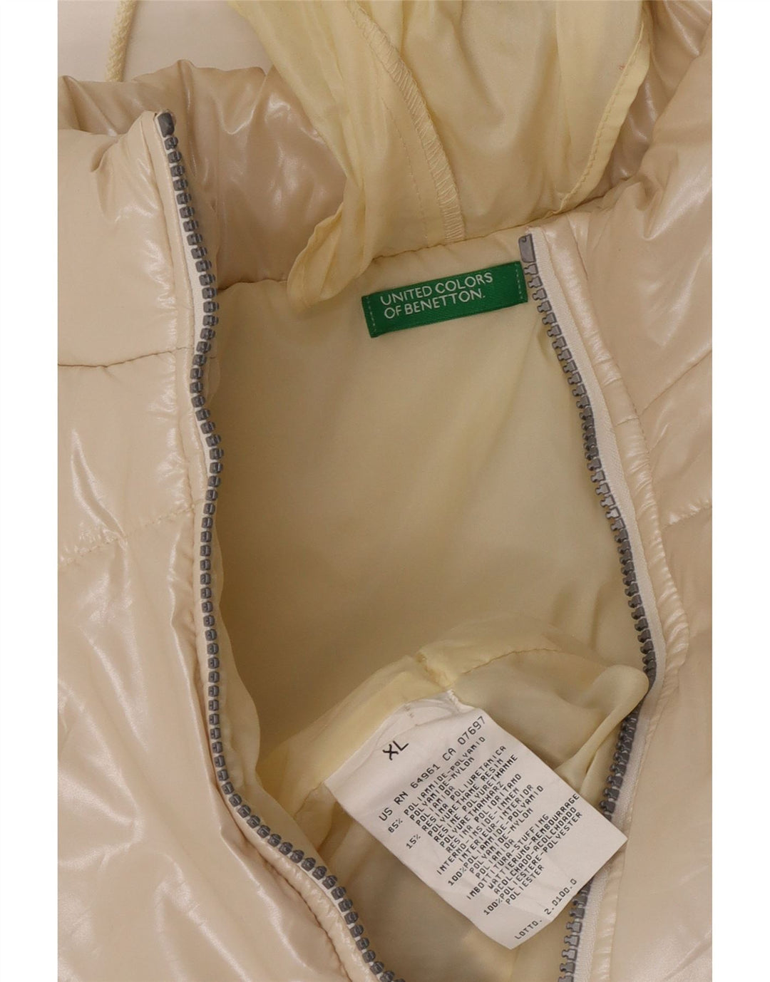 Damska ocieplana kurtka Benetton UK 18 XL Beżowy poliamid