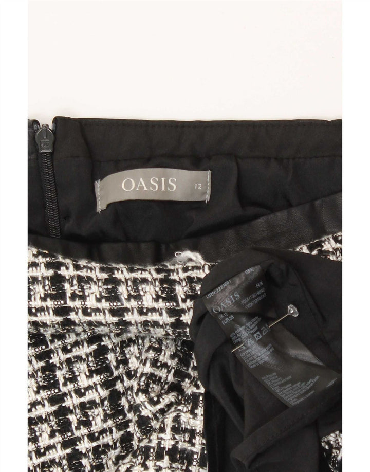 Damska spódniczka mini Oasis UK 12 Medium W28 Szara, poliestrowa kratka