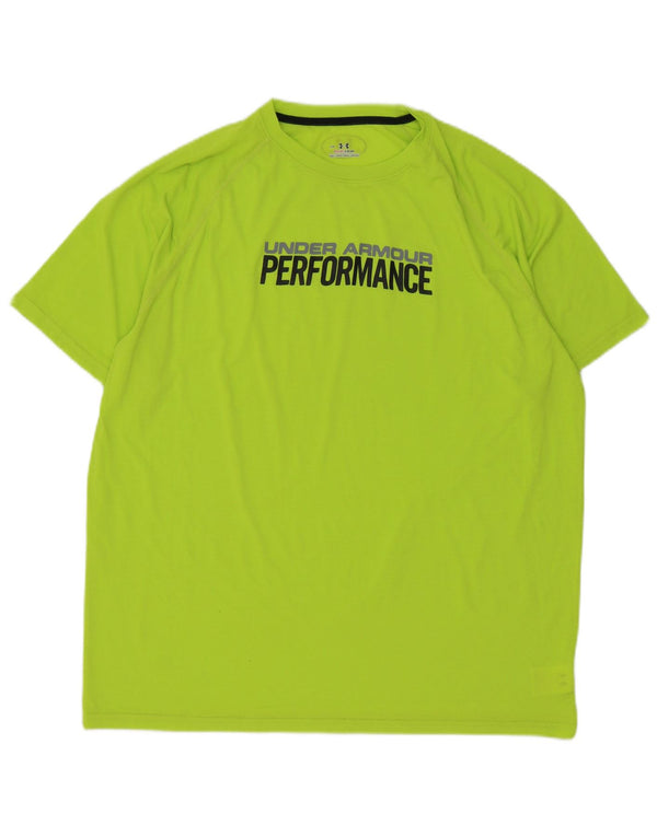 Męski t-shirt z grafiką Under Armour Heat Gear, duży, zielony, z poliestru