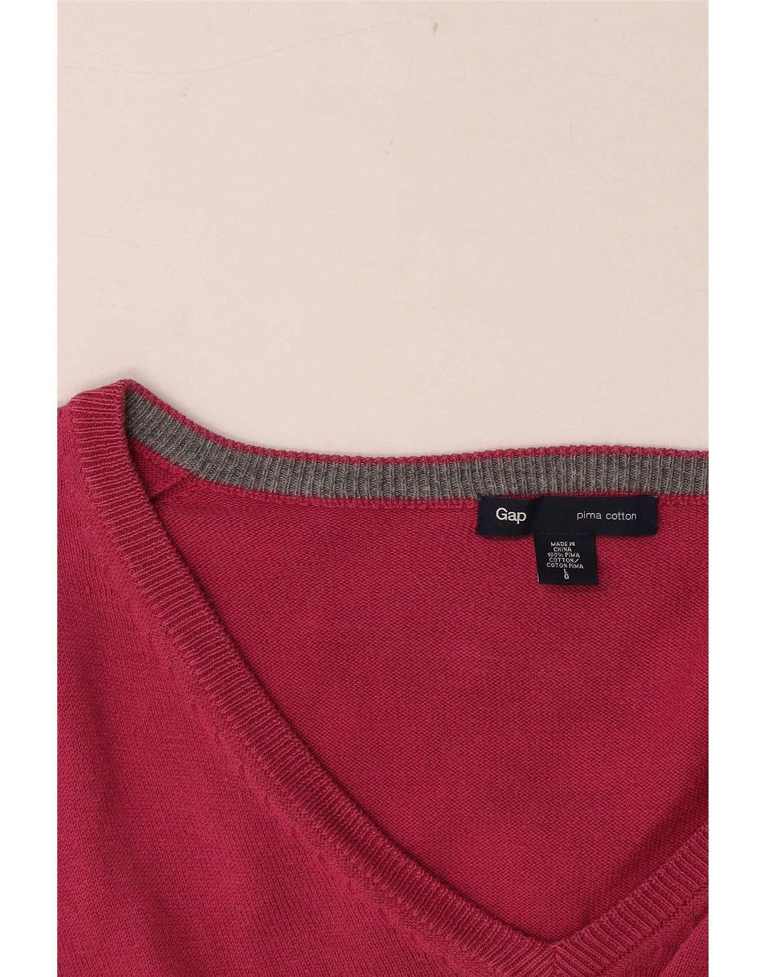 Męski sweter Gap z dekoltem w kształcie litery V, duży, różowy, bawełniany