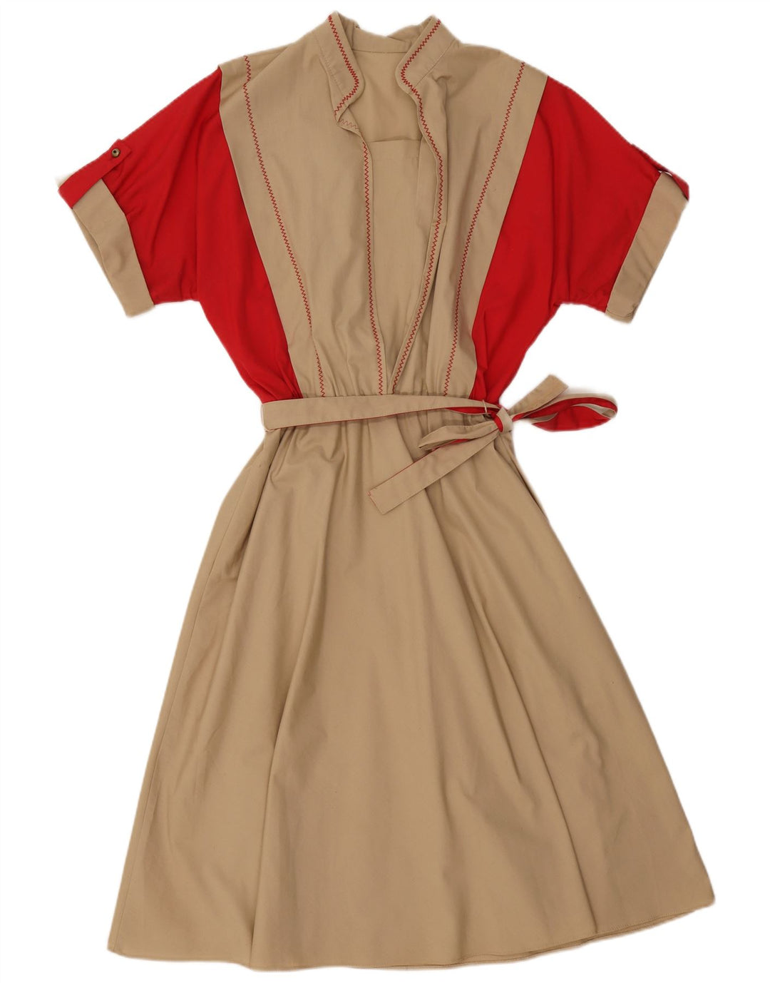 Damska sukienka maxi VINTAGE UK 16, duży beżowy blok kolorów